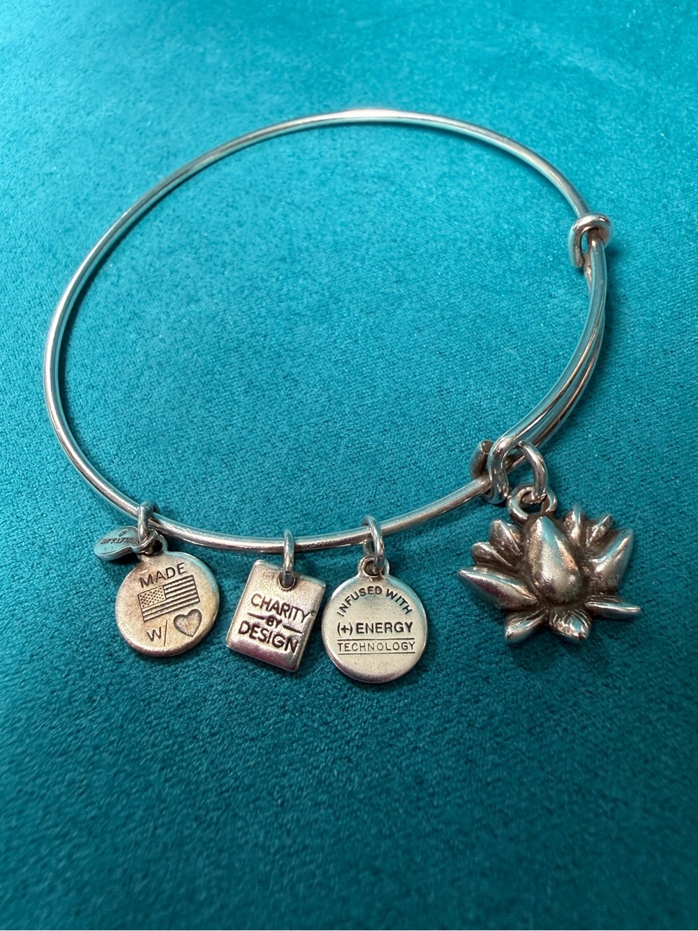 Alex and Ani Silver Lotus Charm Bangle Bracelet